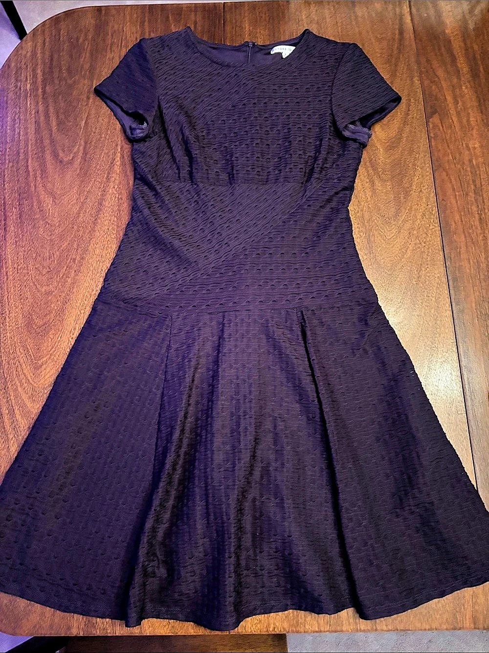 Sandra Darren Purple Textured Fit & Flare Dress Size 4 Like New